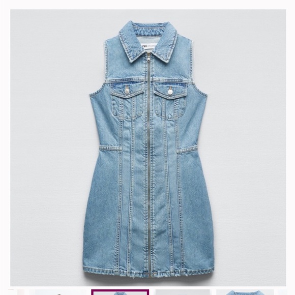 Make Offer • Zara Blue Denim Zip Front Dress - Picture 10 of 10